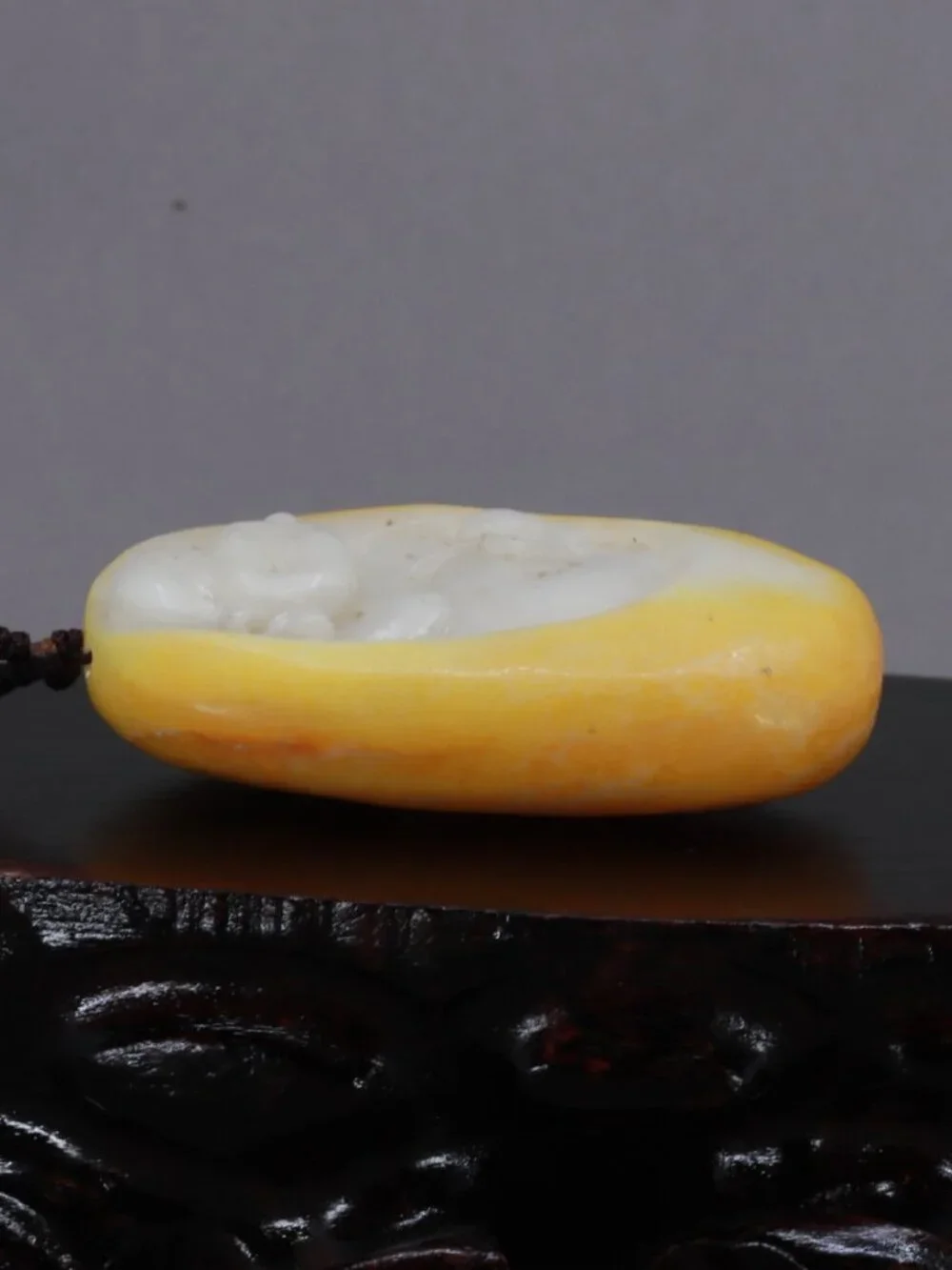 Chinese white hetian jade pendant w Laughing Buddha